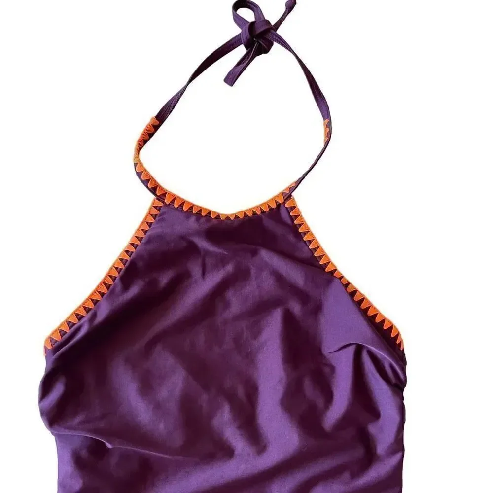 Seekers Australia Purple Orange Embroidery Ties at Neck One Piece Girls SZ 6